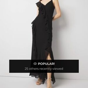 White House Black Market Black Ruffle-Trim Maxi Dress